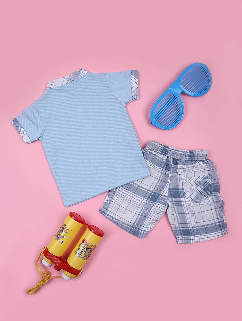 boys solid t-shirt & shorts casual wear set - 21874074 -  Standard Image - 1