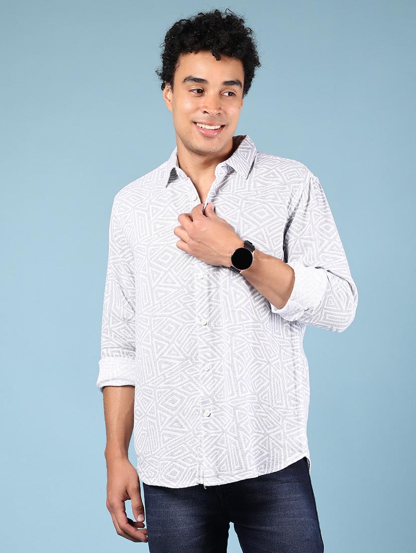 men printed long sleeve regular fit casual shirt - 21874083 -  Standard Image - 1