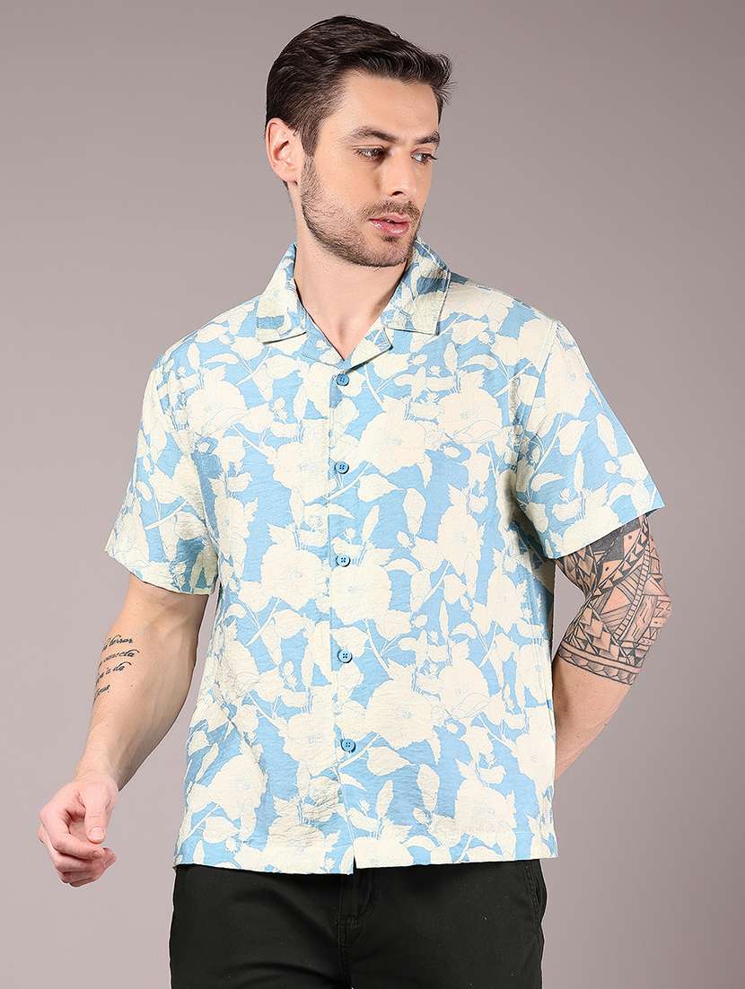 men printed cuban collaerd short sleeve shirt - 21874087 -  Standard Image - 1