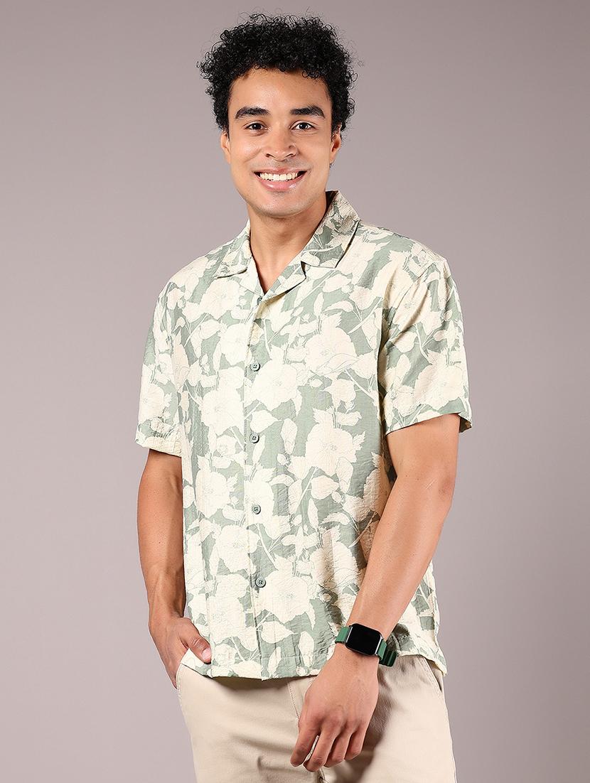 men printed cuban collaerd short sleeve shirt - 21874088 - Standard Image - 1