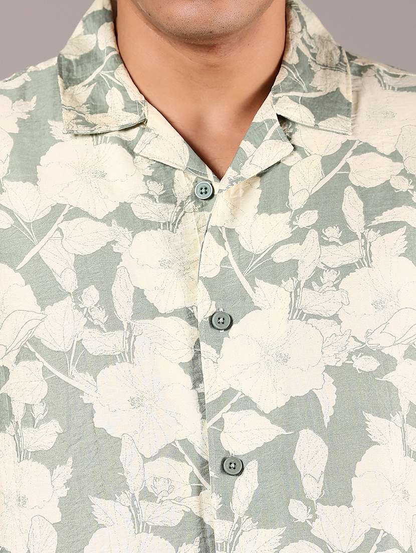 men printed cuban collaerd short sleeve shirt - 21874089 - Standard Image - 4