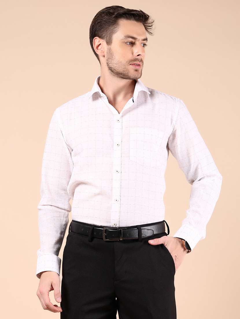 men checkered long sleeve regular fit formal shirt - 21874095 - Standard Image - 1