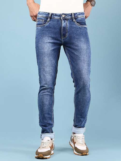 men washed mid rise full length jeans - 21874119 - Standard Image - 0