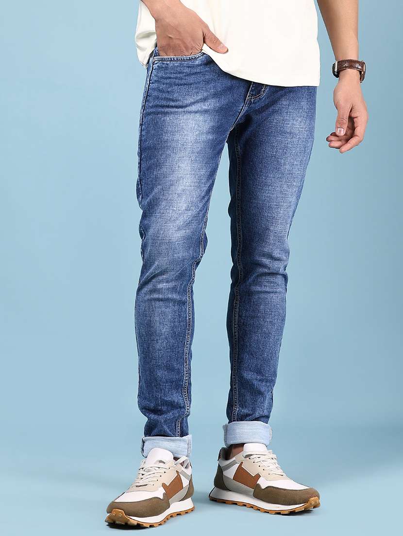 men washed mid rise full length jeans - 21874119 - Standard Image - 1