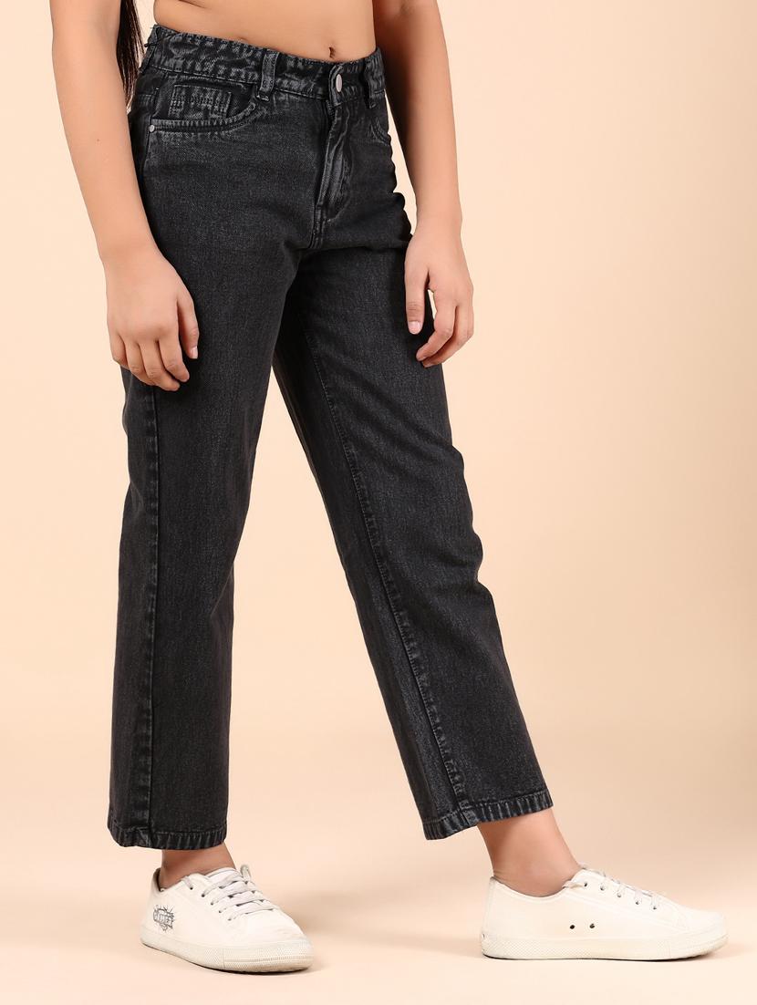 girls black denim plain straight jean - 21874146 - Standard Image - 1