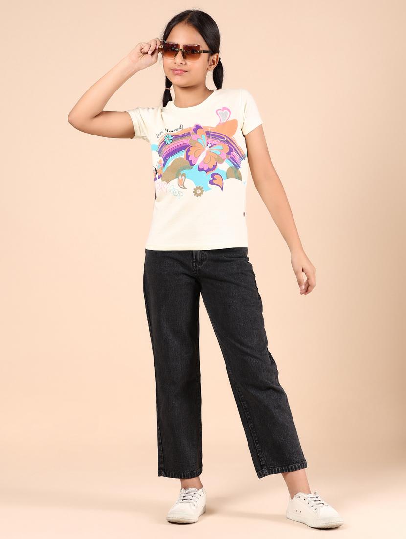 girls black denim plain straight jean - 21874146 - Standard Image - 4