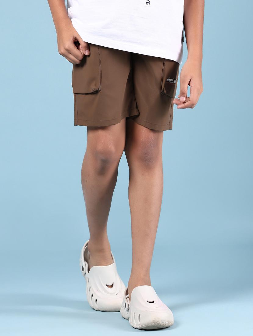 boys solid mid rise cargo shorts - 21874150 - Standard Image - 1