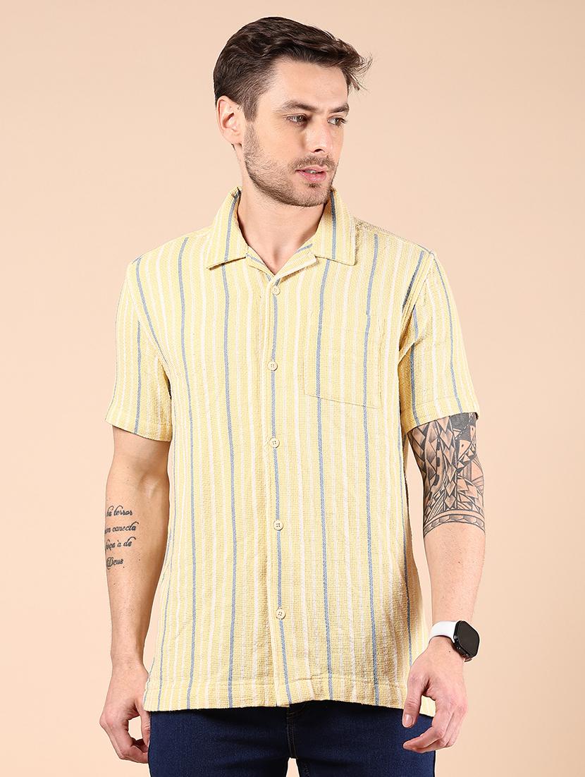 men striped short sleeve regular fit casual shirt - 21874157 - Standard Image - 1