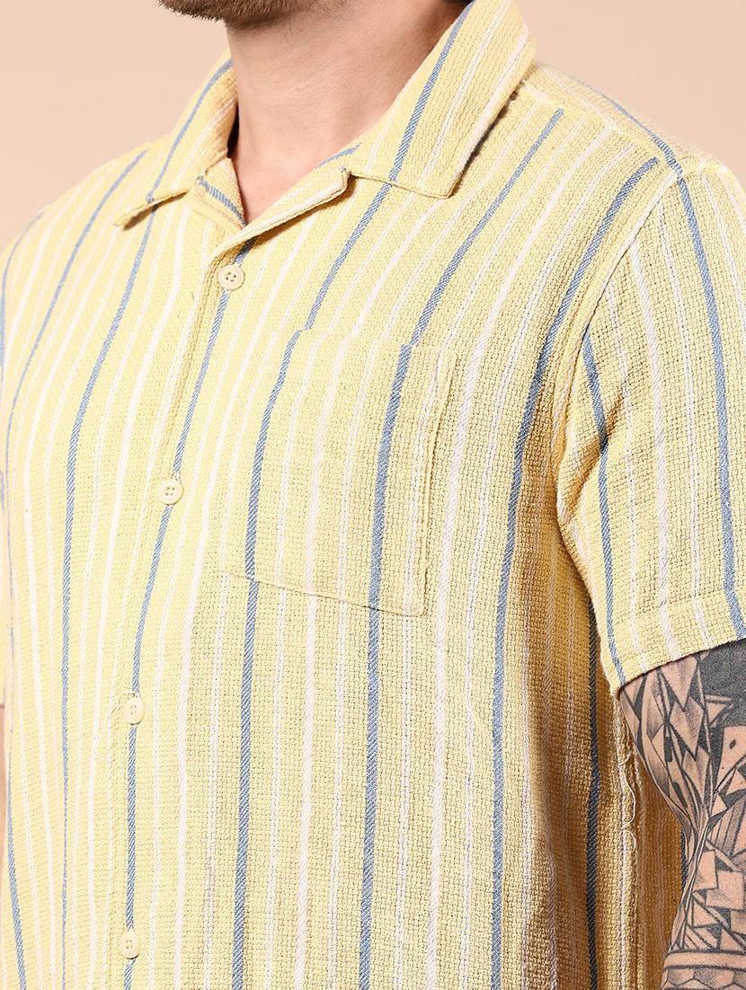 men striped short sleeve regular fit casual shirt - 21874157 - Standard Image - 4