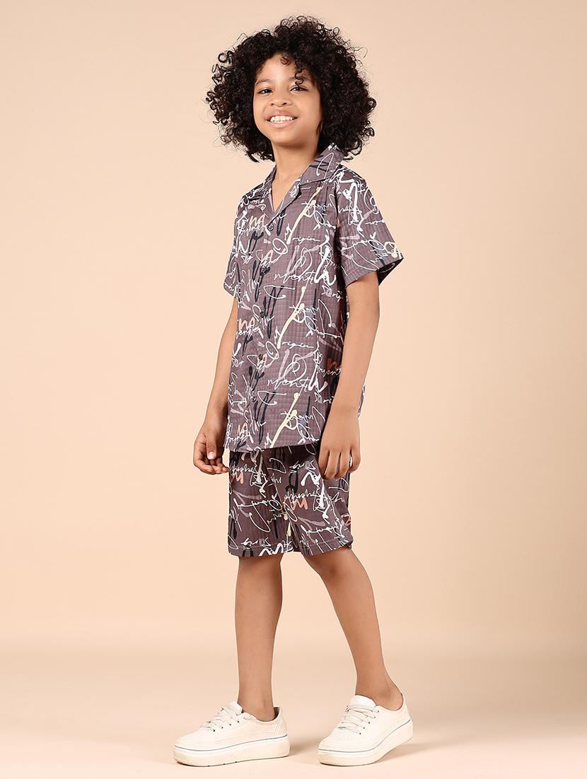 boys grey printed short sleeve co-ords set - 21874174 - Standard Image - 6