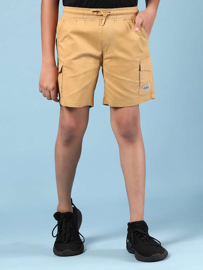 boys solid mid rise regular fit cargo shorts - 21874198 -  Standard Image - 1