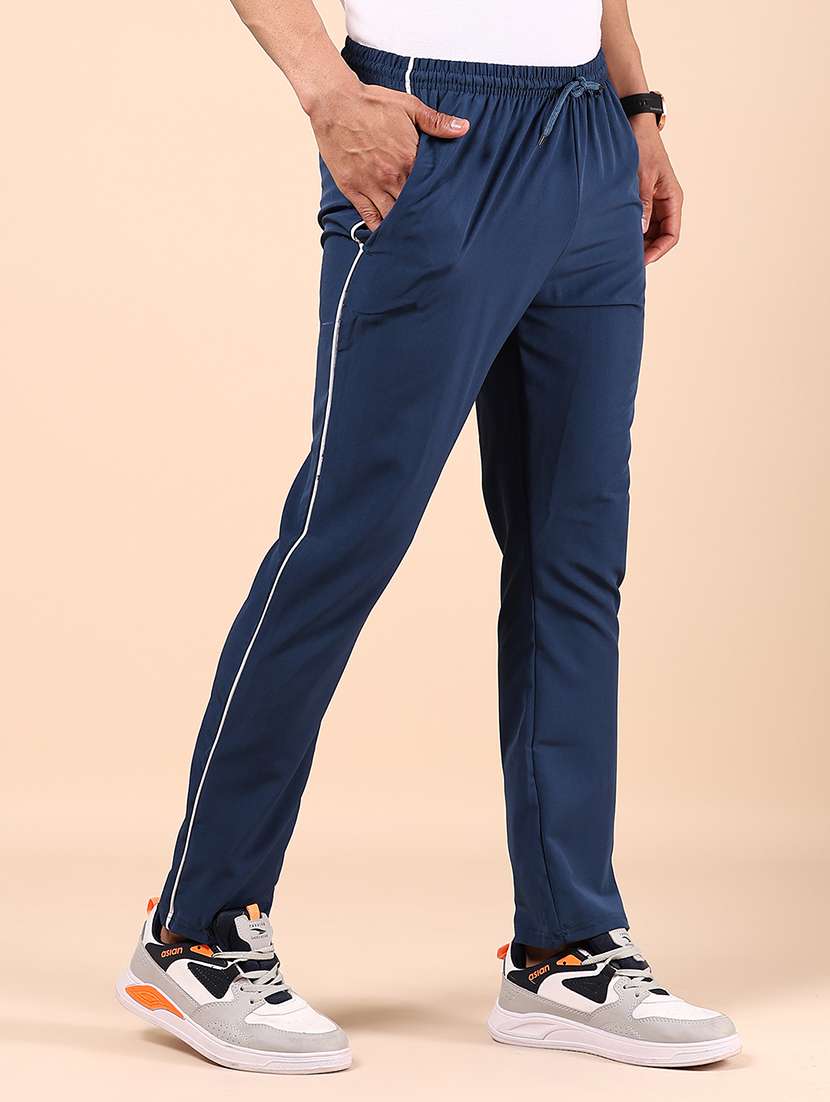 women blue mid rise full length track pant - 21874220 -  Standard Image - 1