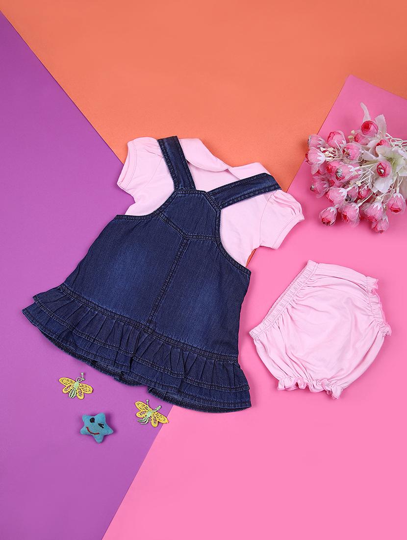girls pink embroidered dungaree sith bloomer set - 21874251 - Standard Image - 1