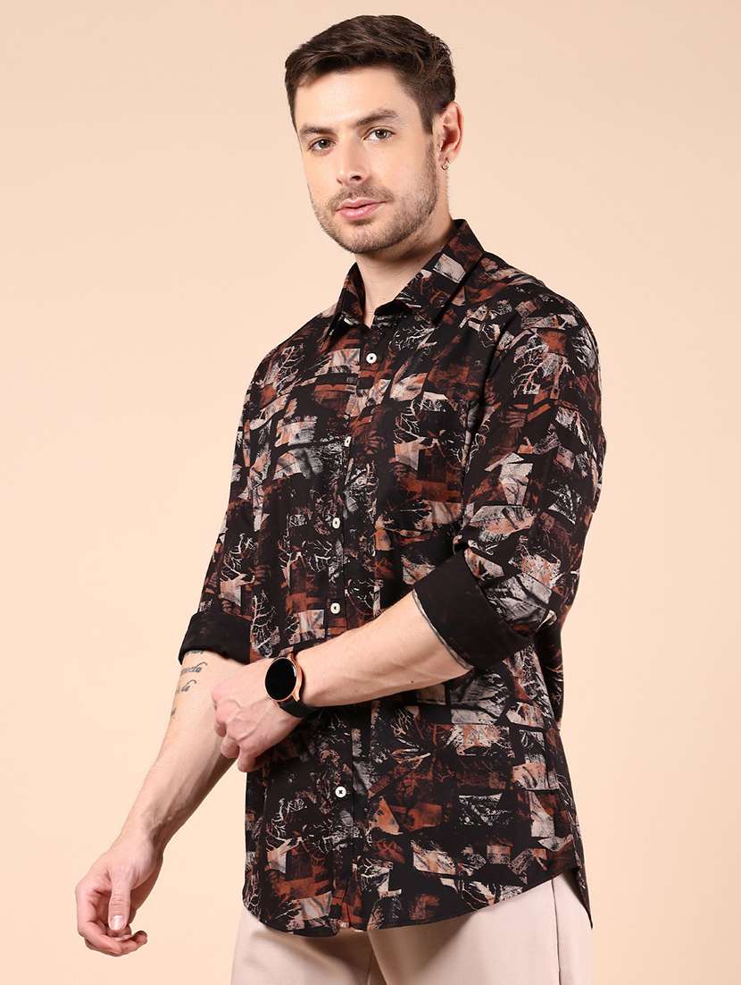 men printed long sleeve regular fit casual shirt - 21874252 -  Standard Image - 1