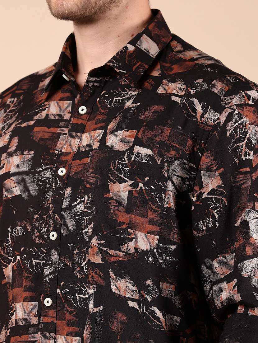 men printed long sleeve regular fit casual shirt - 21874252 -  Standard Image - 4