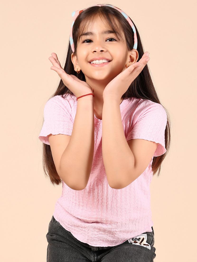 girls pink solid short sleeve top - 21874270 - Standard Image - 1