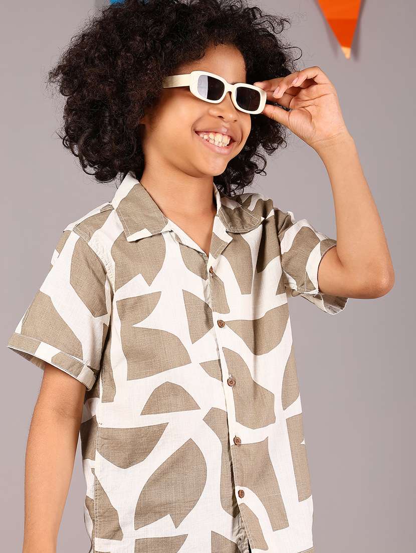 boys printed short sleeve casual shirt