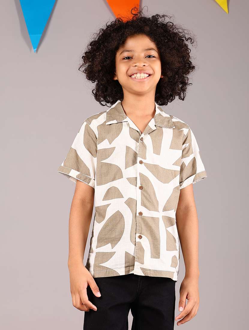 boys printed short sleeve casual shirt - 21874279 - Standard Image - 1