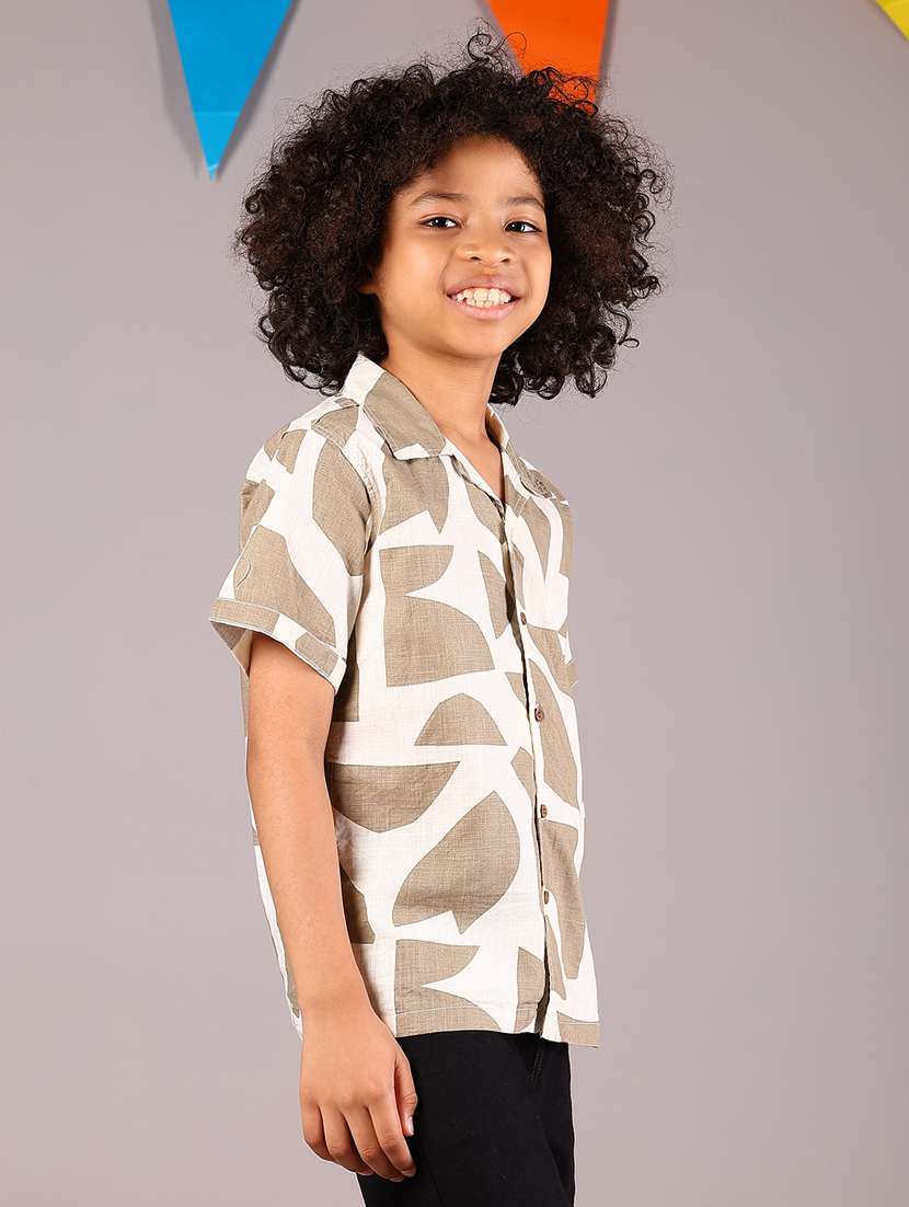 Boys Printed Short Sleeve Casual Shirt