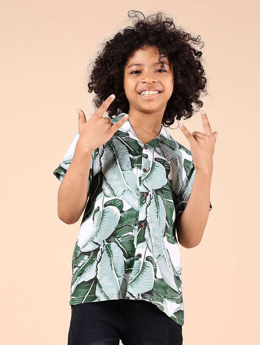 boys green printed short sleeve shirt - 21874280 - Standard Image - 1