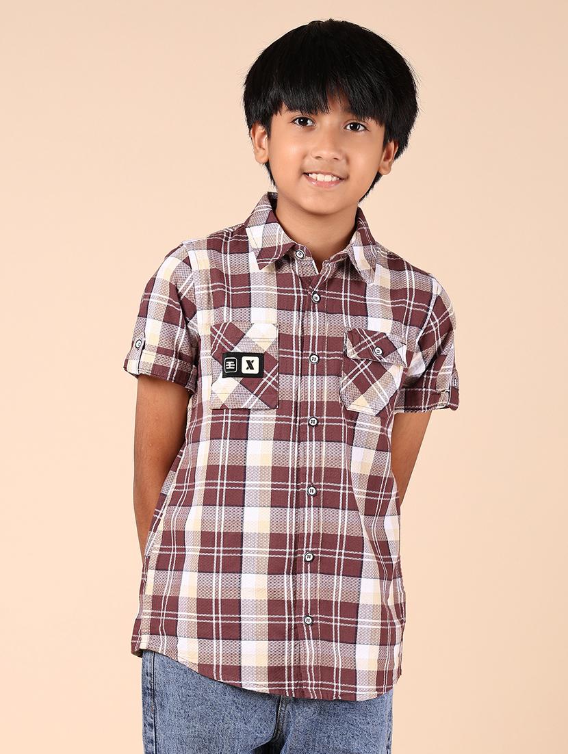boys checkered short sleeve casual shirt - 21874285 -  Standard Image - 1