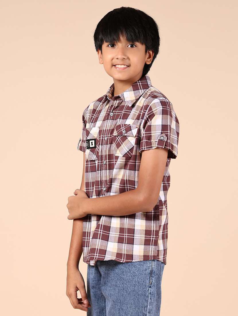 Boys Checkered Short Sleeve Casual Shirt
