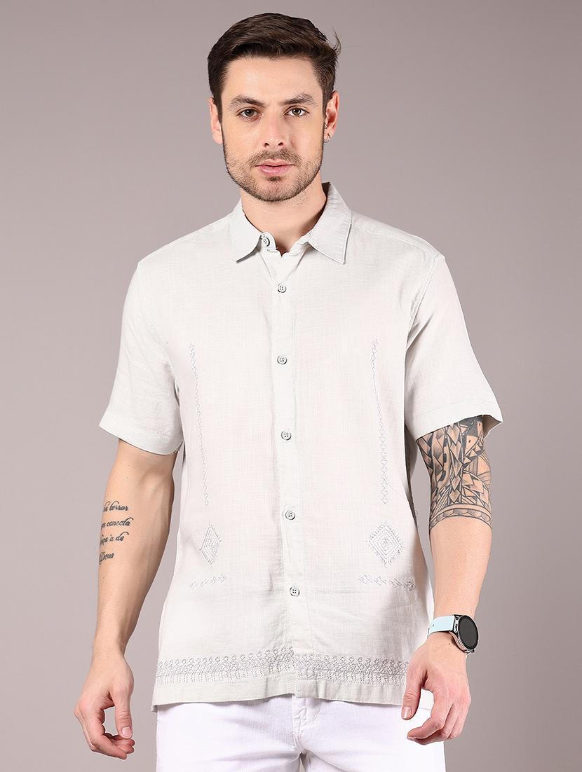 men solid collared short sleeve shirt - 21874289 -  Standard Image - 1