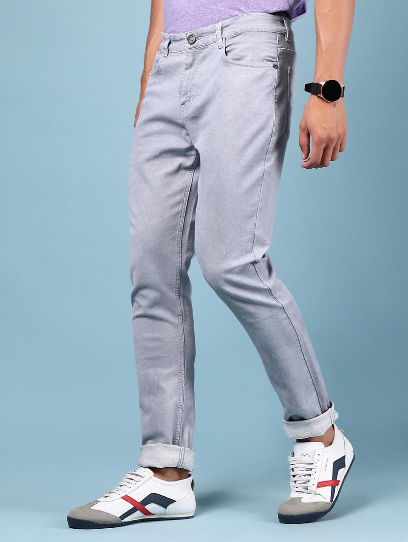 men grey solid mid rise full length jeans - 21874316 - Standard Image - 1