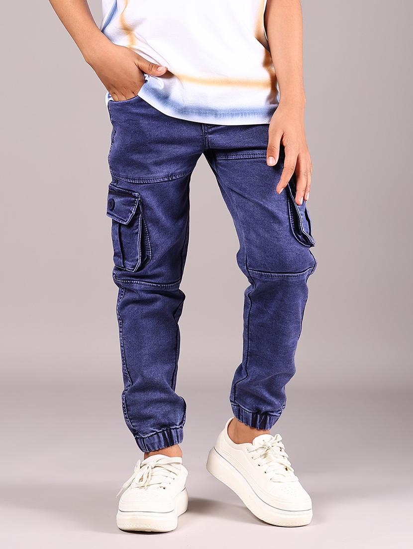 boys solid mid rise jogger cargo - 21874319 - Standard Image - 1
