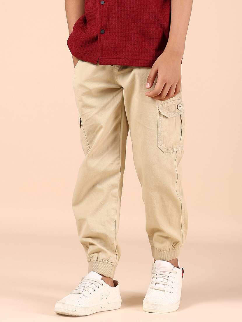 boys solid mid rise cargo - 21874323 -  Standard Image - 1