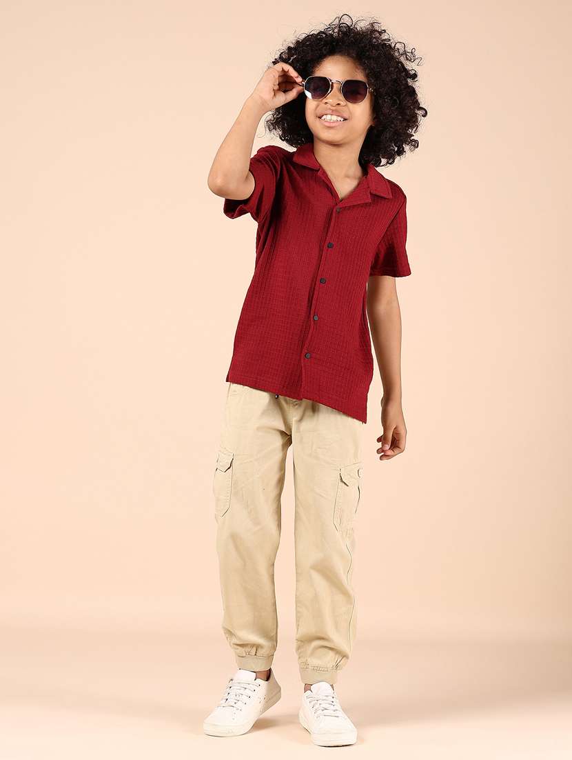 boys solid mid rise cargo - 21874323 -  Standard Image - 4