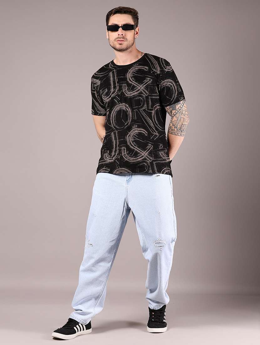 black cotton all over print tshirt - 21874328 -  Standard Image - 4