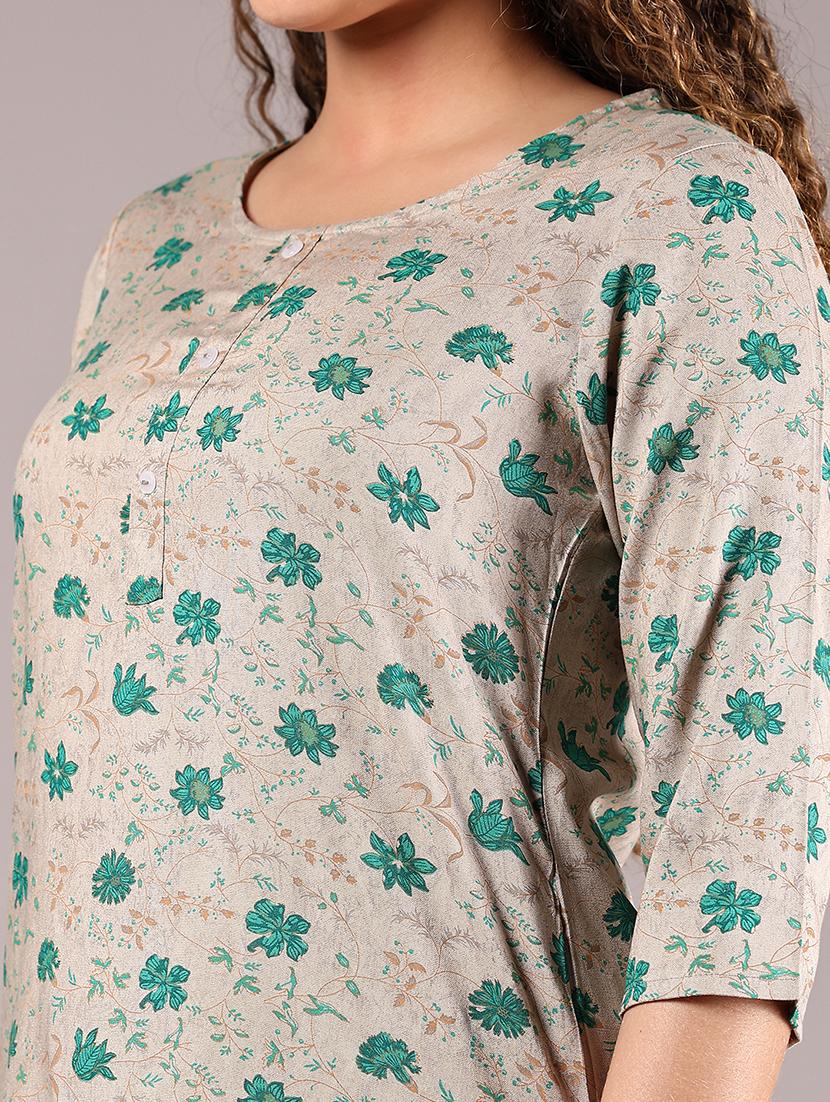 women three quarter sleeve straight kurta - 21874368 - Standard Image - 4