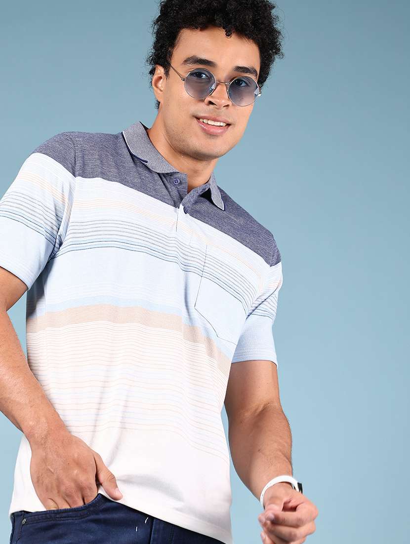 men striped short sleeve regular fit polo t-shirt - 21874383 -  Standard Image - 1