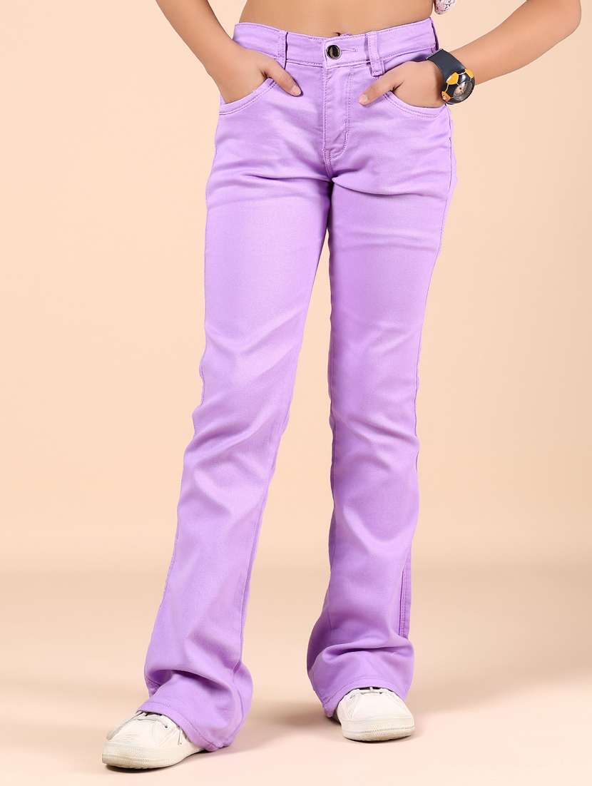 girls solid mid rise bootcut jeans