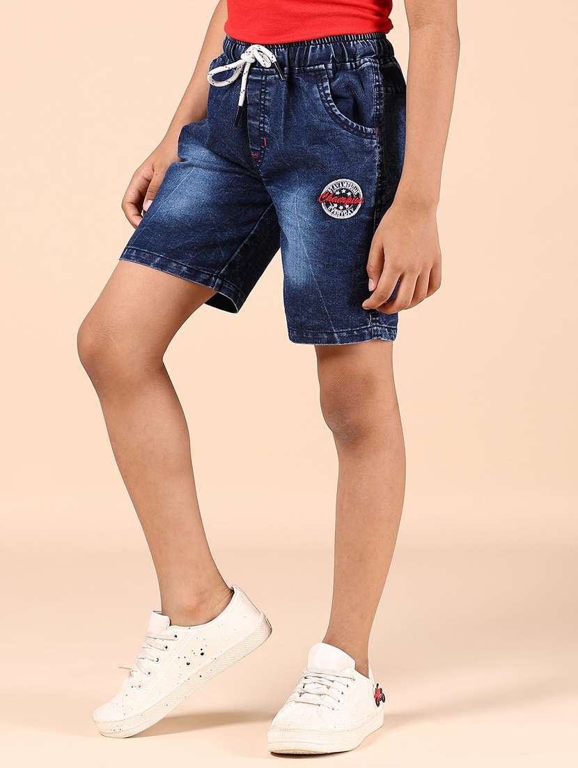 boys solid mid rise denim shorts - 21874428 -  Standard Image - 1