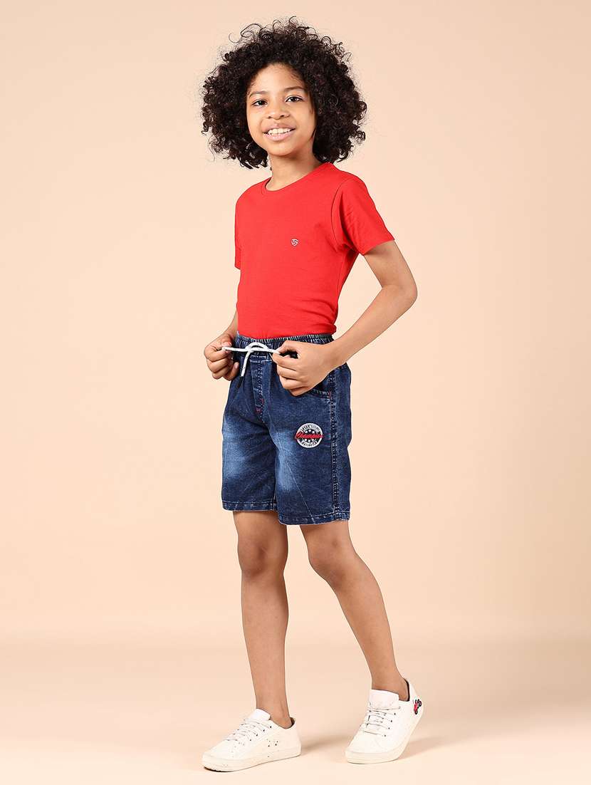 boys solid mid rise denim shorts - 21874428 -  Standard Image - 4