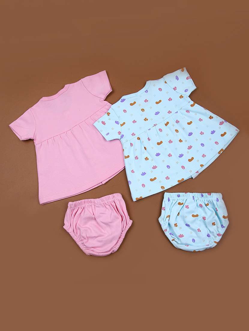 girls pack of 2 printed frock with bloomer set - 21874454 -  Standard Image - 1