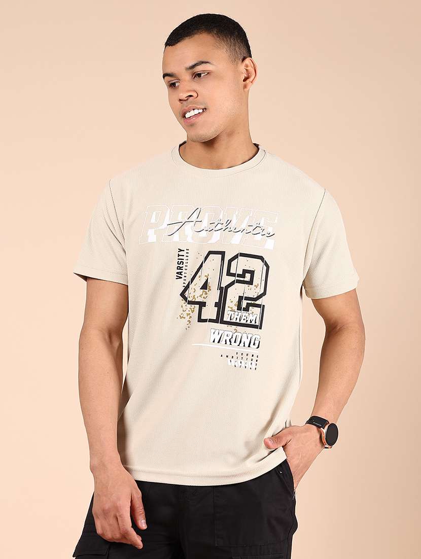 men front print round neck regular fit t-shirt - 21874472 -  Standard Image - 1