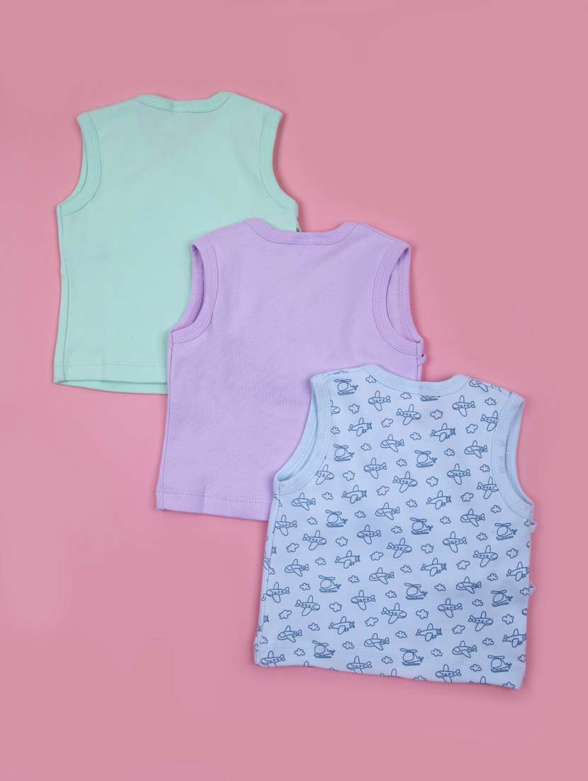 kids pack of 3 printed sleeveless t-shirt - 21874497 -  Standard Image - 1