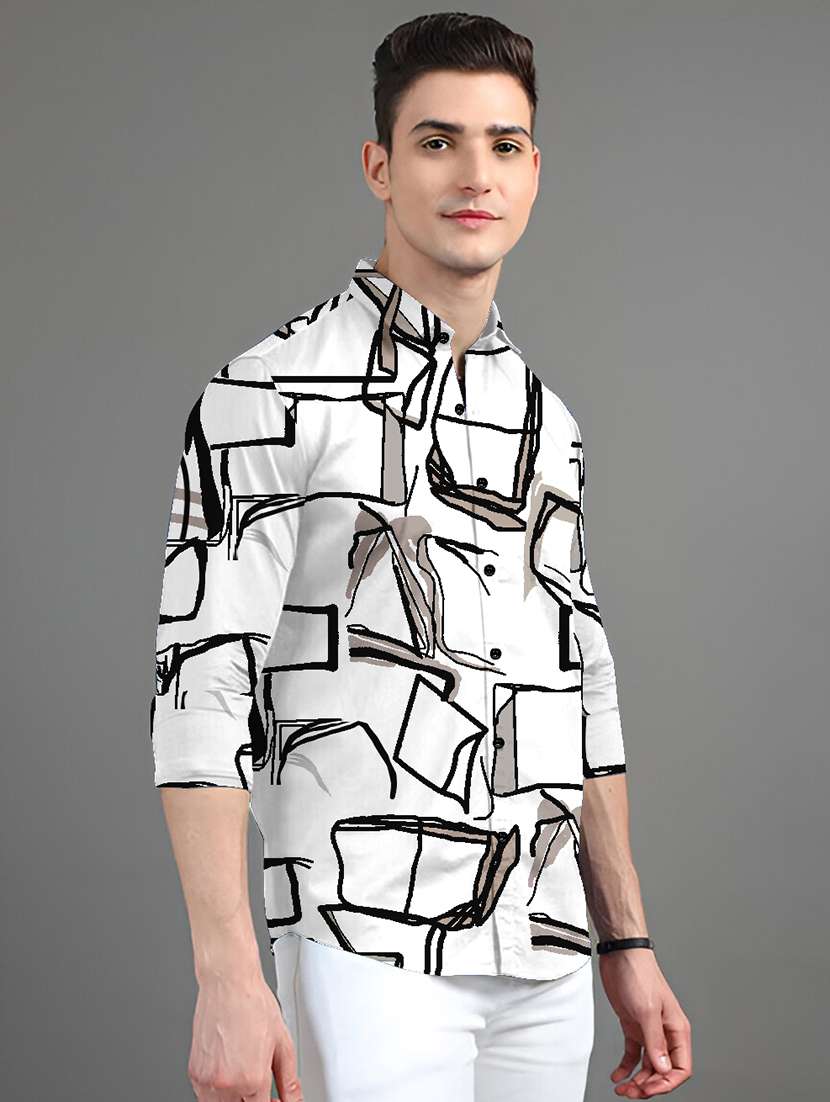 men printed collared long sleeves casual shirt - 21874524 -  Standard Image - 1