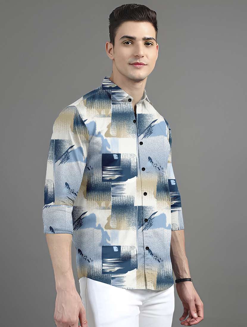 men printed long sleeves casual shirt - 21874535 -  Standard Image - 1