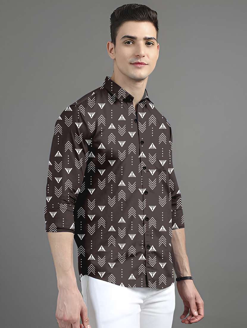 men printed collared long sleeves casual shirt - 21874536 -  Standard Image - 1