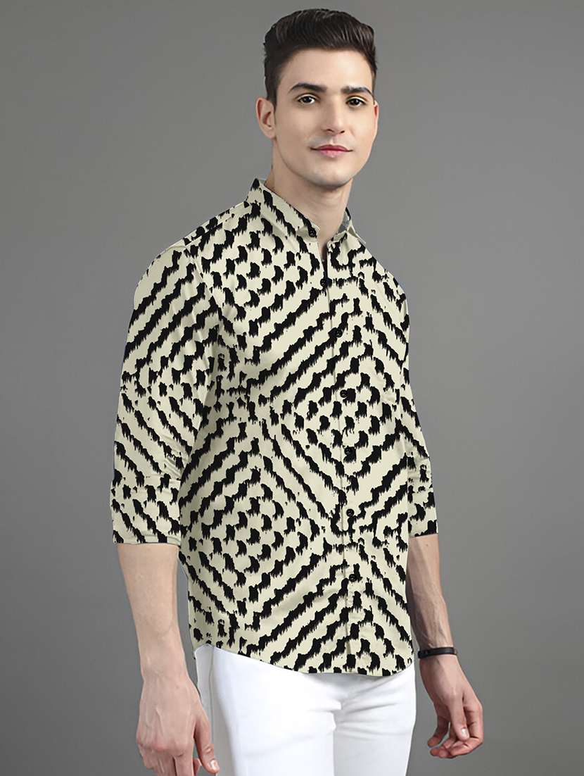 men printed collared long sleeves casual shirt - 21874537 - Standard Image - 1