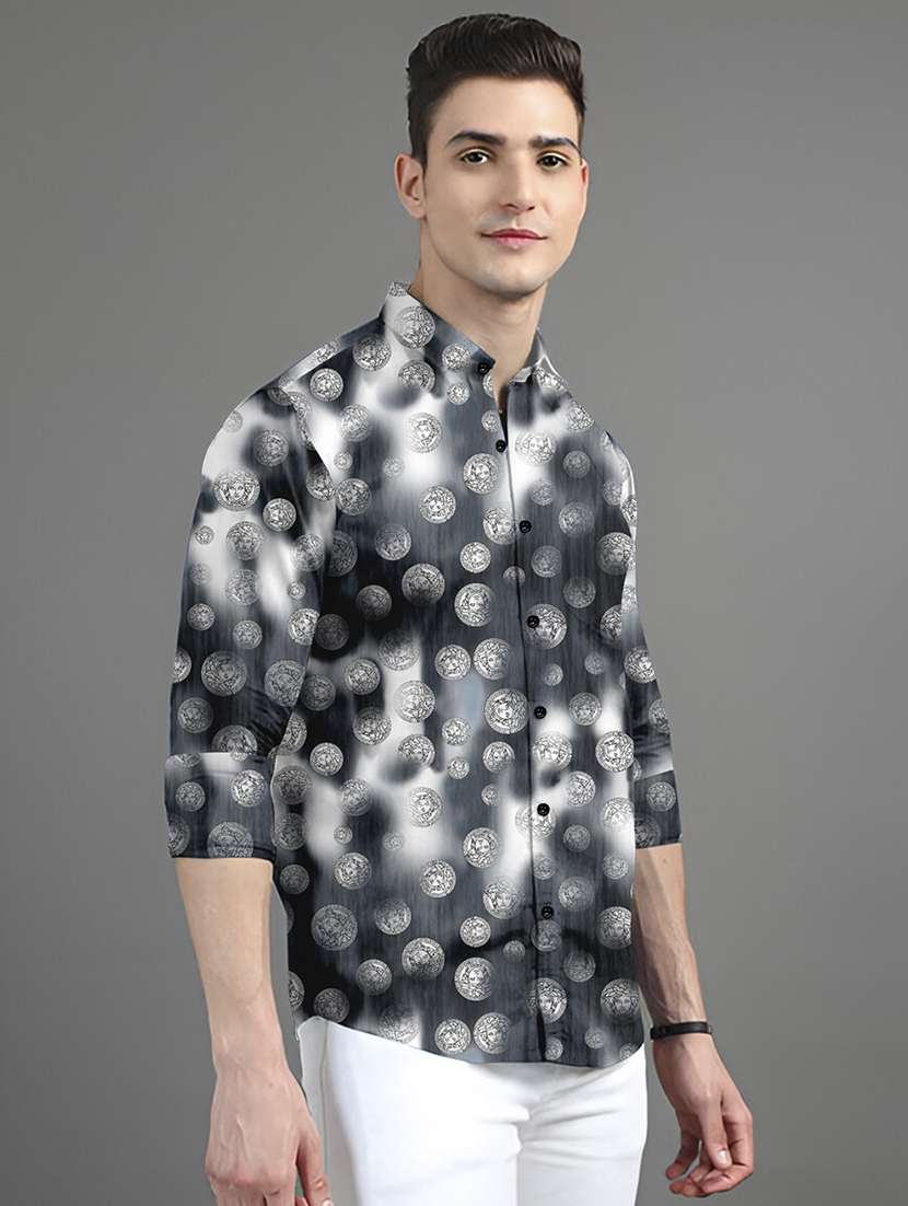 men printed collared long sleeves casual shirt - 21874543 -  Standard Image - 1