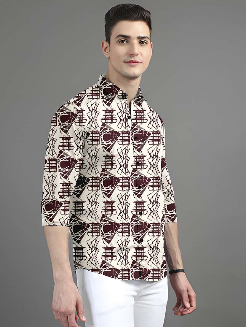 men printed long sleeves casual shirt - 21874560 - Standard Image - 1