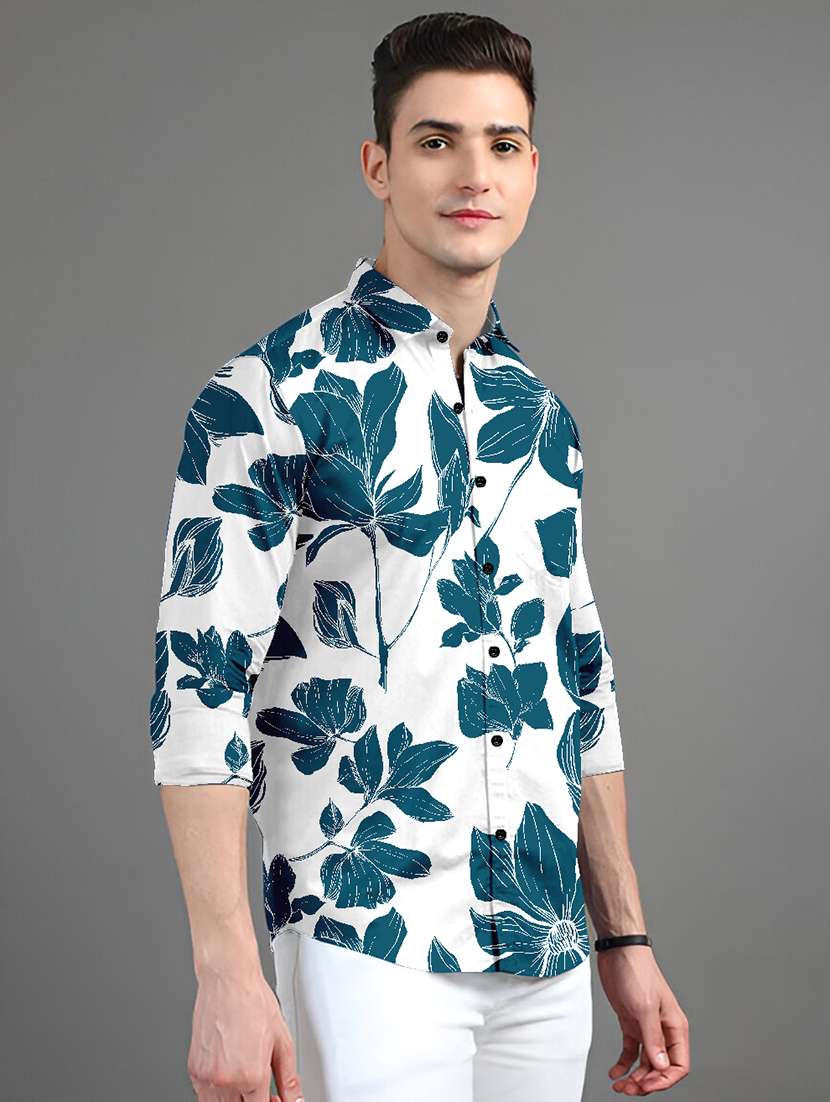 men floral short sleeve regular fit casual shirt - 21874563 -  Standard Image - 1