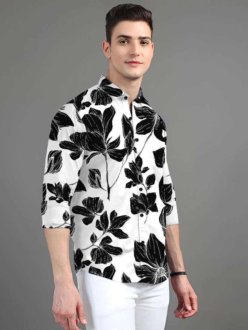 men floral printed long sleeves casual shirt - 21874565 -  Standard Image - 1