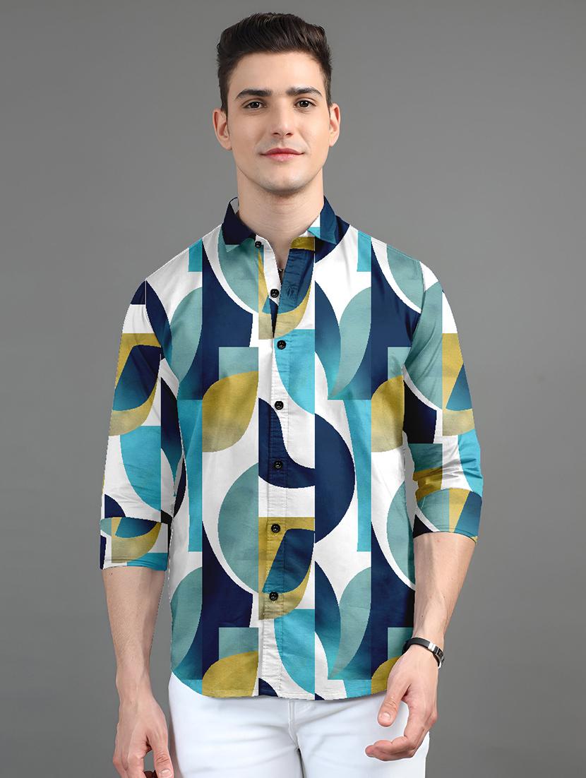 men printed long sleeves casual shirt - 21874572 -  Zoom Image - 0