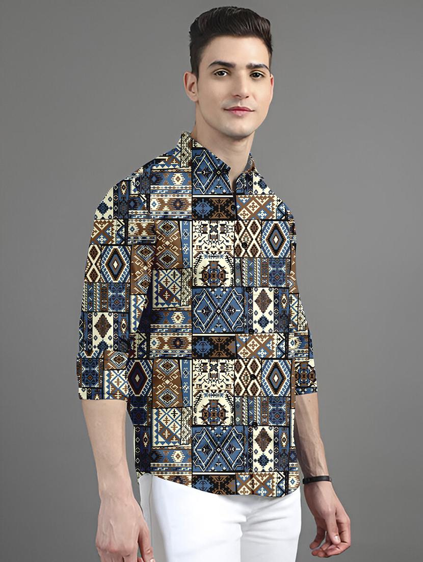 men printed short sleeve regular fit casual shirt - 21874589 - Standard Image - 1